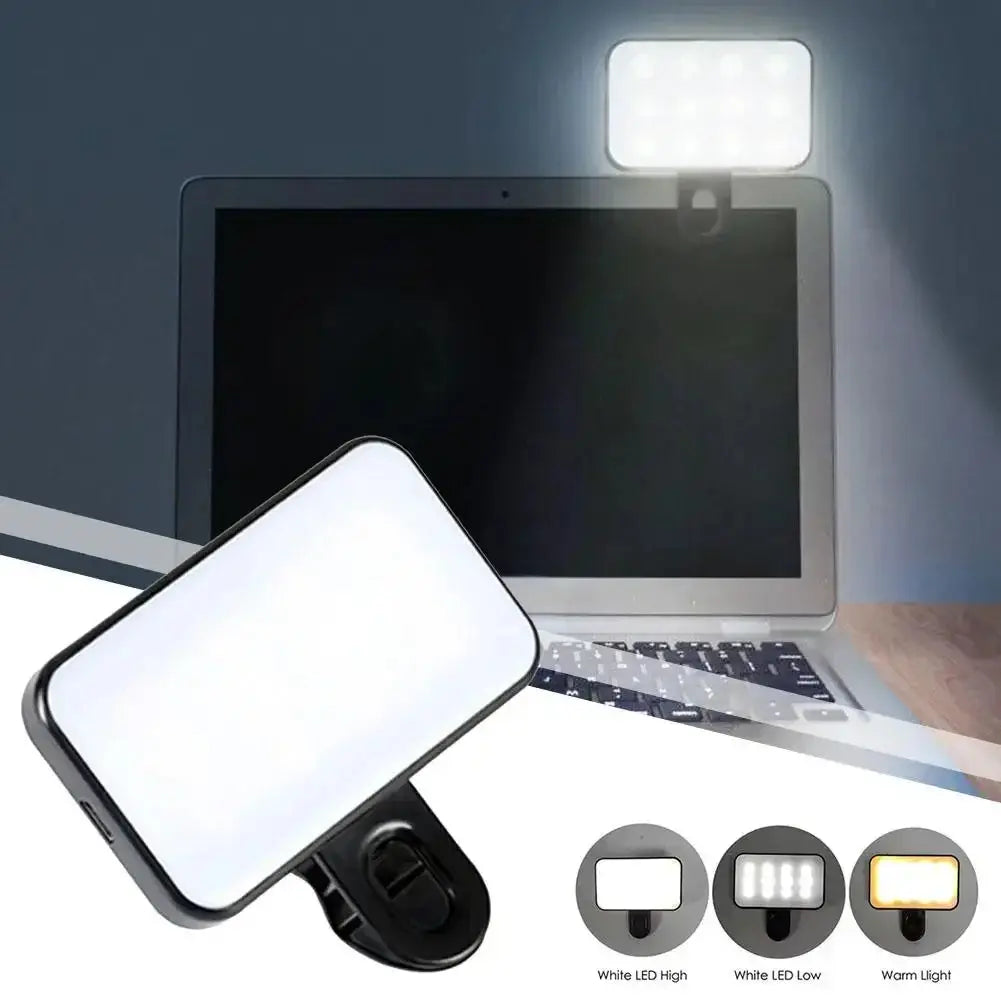 Portable Mini Selfie Fill Light Rechargeable 3 Modes Adjustable Brightness Clip On For Mobile Phone Make Up Computer Fill Light Tarot Yeah