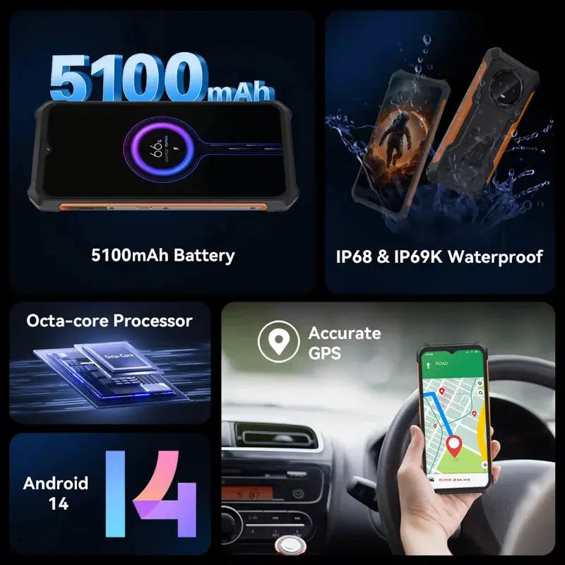 Cubot KingKong ES Ultra-thin Rugged Android Smartphone, 16GB RAM(6GB+10GB), 128GB ROM, 6.56" 90Hz Screen, 48MP Camera, 4G Phone Tarot Yeah