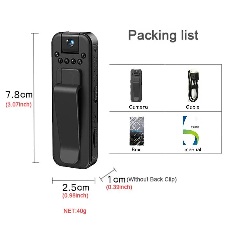 HD 1080P WiFi Mini Portable Camera Digital Video Recorder Police Bodycam Infrared Night Vision Miniature Camcorder Smart Home.