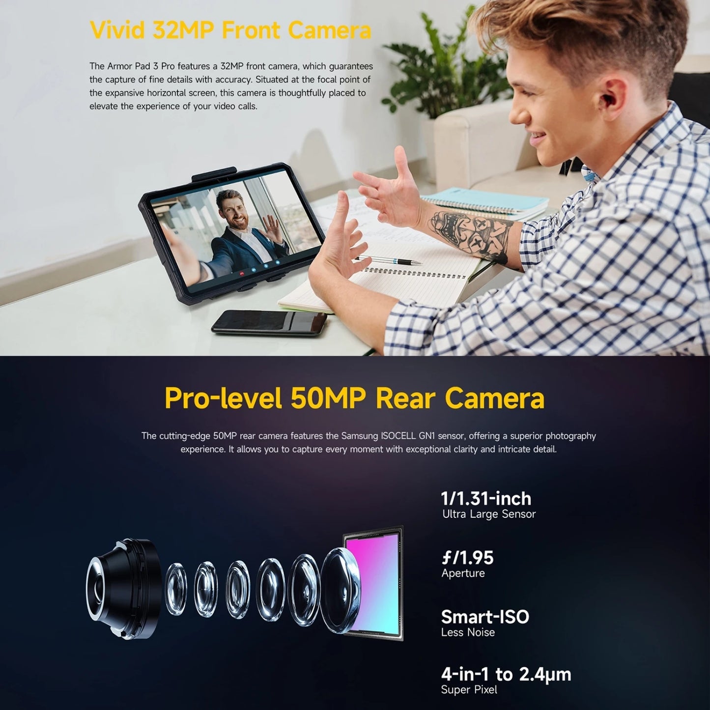 Ulefone Armor Pad 3 Pro Rugged Tablet PC 33280mAh MediaTek MT8788 16GB RAM(8+8) 256GB ROM 50MP 10.36"2K Android 4G NFC Tablet