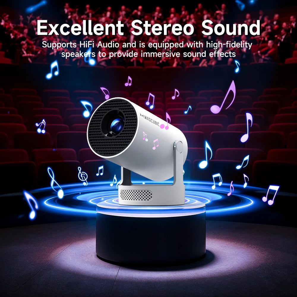 Magcubic HY300 Pro+ 4K Android 11 Portable Projector 8000 Lumens WiFi 6 BT5.4 Outdoor Theater 5W HiFi Speaker 720P HD Supported