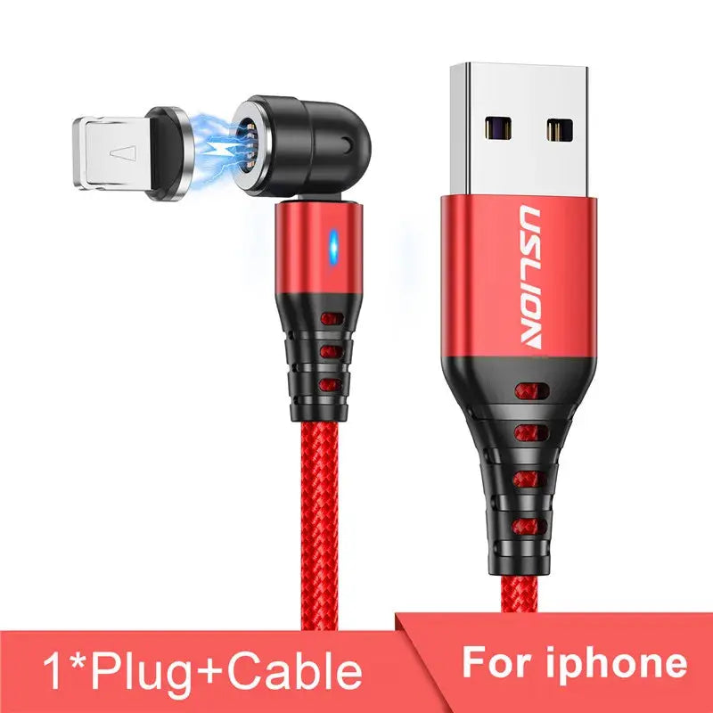 USLION 540 Rotate 5A Magnetic Cable Fast Charging Type C Cable Micro USB Magnet Charge Phone Data Line Wire For iphone 15 Xiaomi Tarot Yeah