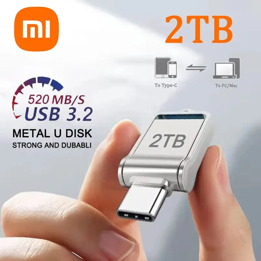 Xiaomi Mini 2TB Flash Drive USB 3.0 Fast Type C Pen Drive Memory Stick High Speed Data 512GB For Computers Phone PC Fast U Disk Tarot Yeah
