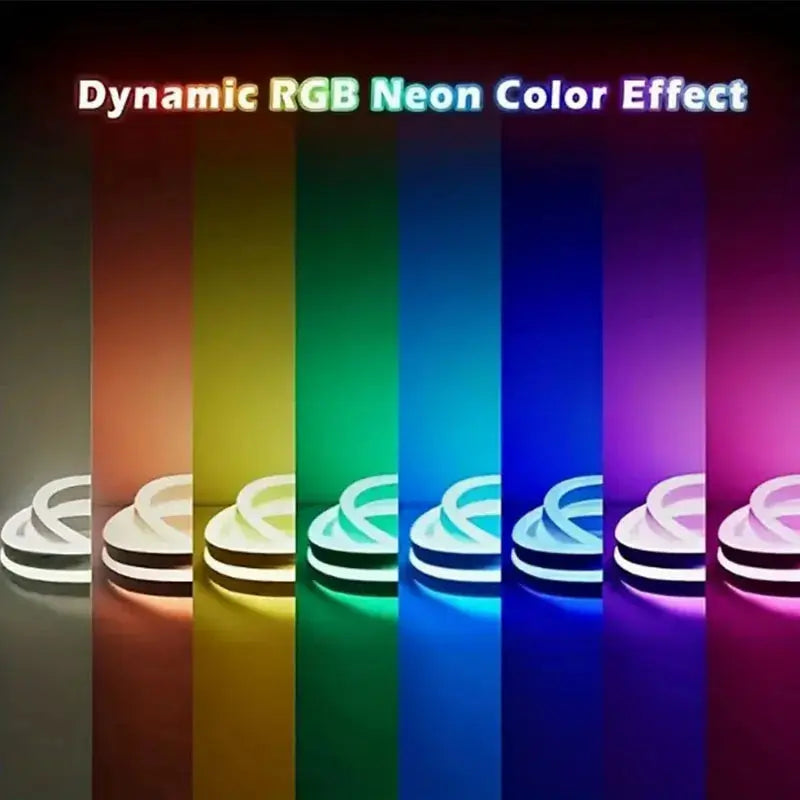 Smart Neon LED Strip Light Sign Remote Control RGB Flexible Neon Tape TV Backlight 1/3/5m Waterproof for Room Home Outdoor Decor.